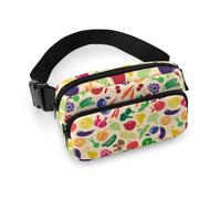 Dgsxynth Sac banane, zèbre rayé, sac banane réglable pour course à pied, marche, randonnée, Légumes et fruits., 20x13cm