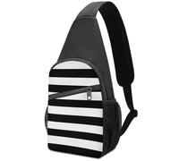 Dgsxynth Sac de poitrine, sac à bandoulière en peau d'alligator, sac à bandoulière décontracté pour homme et femme, noir/rayures, Taille unique