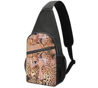 Dgsxynth Sac de poitrine, sac à bandoulière en peau d'alligator, sac à bandoulière décontracté pour homme et femme, Couple de guépard, Taille unique