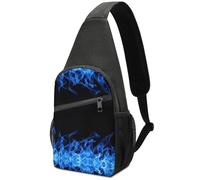 Dgsxynth Sac de poitrine, sac à bandoulière en peau d'alligator, sac à bandoulière décontracté pour homme et femme, Flamme bleue, Taille unique