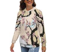 Dgsxynth Sweat-shirt à capuche psychédélique en forme de champignon psychédélique, pull à manches longues avec poches pour femme, Cerisier des Montagnes Fuji au Japon, XXL