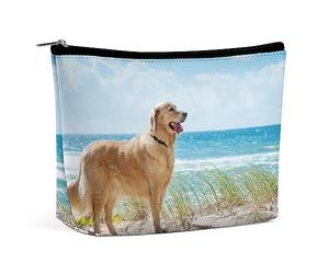 Dgsxynth Trousse à cosmétiques, trousse de maquillage mauvais yeux, trousse de toilette portable avec fermeture éclair pour un usage quotidien, voyage, Golden Retriever, Taille unique