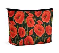 Dgsxynth Trousse à cosmétiques, trousse de toilette portable avec fermeture éclair pour un usage quotidien, voyage, Fleurs de coquelicot rouge., Taille unique