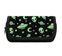 Dgsxynth Trousse à crayons double couche, fond arabesque, sac de papeterie utilisé comme trousse à crayons, Green Alien Moon UFO., One Size, Trousse à crayons