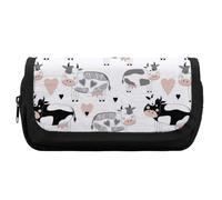 Dgsxynth Trousse à crayons double couche, fond arabesque, sac de papeterie utilisé comme trousse à crayons, Vache mignonne, One Size, Trousse à crayons