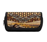 Dgsxynth Trousse à crayons double couche, mathématiques linéaires, éducation mathématique, sac de papeterie utilisé comme trousse à crayons, Patchwork de style africain., One Size, Trousse à crayons