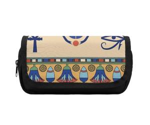 Dgsxynth Trousse à crayons double couche, motif tête de mort et os croisés, sac de papeterie utilisé comme trousse à crayons, Scarabée égyptienne, One Size, Trousse à crayons