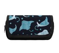 Dgsxynth Trousse à crayons double couche, sac de papeterie « Day of the Dead » utilisé comme trousse à crayons, Manta Ray and Fish, One Size, Trousse à crayons