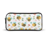 Dgsxynth Trousse à crayons, motif baleine de dessins animés, sac de papeterie, sac de voyage d'affaires ou petite boîte à outils, trousse de maquillage pour filles, Fleur d'abeille., 22*12*5cm
