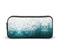 Dgsxynth Trousse à crayons, motif baleine de dessins animés, sac de papeterie, sac de voyage d'affaires ou petite boîte à outils, trousse de maquillage pour filles, Bleu sarcelle pailleté, 22*12*5cm