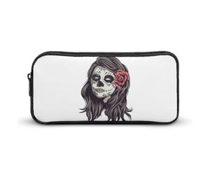 Dgsxynth Trousse à crayons, orques, sac de papeterie, sac de voyage d'affaires ou petite boîte à outils, trousse de maquillage pour filles, Tête de mort princesse., 22*12*5cm, Trousse à crayons