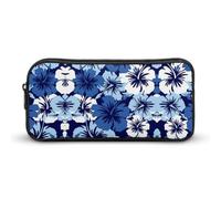 Dgsxynth Trousse à crayons, sac de papeterie en forme de patte de chien, sac de voyage d'affaires ou petite boîte à outils, trousse de maquillage pour filles, Fleur d'hibiscus bleue., 22*12*5cm