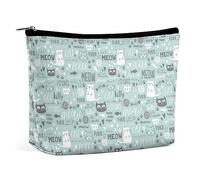 Dgsxynth Trousse de maquillage amusante Corgi - Trousse de toilette portable avec fermeture éclair pour un usage quotidien, voyage, Adorable chat vert, Taille unique
