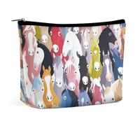 Dgsxynth Trousse de maquillage colorée pour crème glacée, trousse de toilette portable avec fermeture éclair pour un usage quotidien, voyage, Chevaux colorés., Taille unique