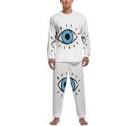 Dgsxynth Vêtements de nuit, ensemble de pyjama pour homme motif poulet coloré bizarre, vêtements de nuit, haut à manches longues et pantalon, Mauvais œil., XL