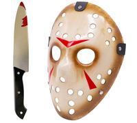 DGTSYAL Lot De 2 Masques Halloween Set - Horreur Masque Adulte Et 31cm Couteau Halloween Arme,Cosplay Accessoires De Costume, Pour Halloween, Thème De La Fête, Pièce De Théâtre, Adulte