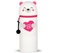 DGTSYAL Trousse Ecole 2 en 1 en Silicone Souple Kawaii, Porte-Plume, Fermeture Eclair en Silicone, Animaux Pochette de Stylo, Étui pour Fournitures Scolaires de Grande capacité (Ourson)