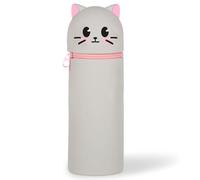 DGTSYAL Trousse Ecole 2 en 1 en Silicone Souple Kawaii, Porte-Plume, Fermeture Eclair en Silicone, Chats Pochette de Stylo, Crayons, Marqueurs, Étui pour Fournitures Scolaires de Grande capacité