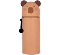 DGTSYAL Trousse Ecole 2 en 1 en Silicone Souple Kawaii, Porte-Plume, Fermeture Eclair en Silicone, Kapybara Pochette de Stylo, Étui pour Fournitures Scolaires de Grande capacité