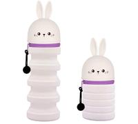 DGTSYAL Trousse Ecole 2 en 1 en Silicone Souple Kawaii, Porte-Plume, Fermeture Eclair en Silicone, Lapins Pochette de Stylo, Crayons, Étui pour Fournitures Scolaires de Grande capacité