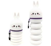 DGTSYAL Trousse Ecole 2 en 1 en Silicone Souple Kawaii, Porte-Plume, Fermeture Eclair en Silicone, Lapins Pochette de Stylo, Étui pour Fournitures Scolaires de Grande capacité