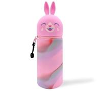 DGTSYAL Trousse Ecole 2 en 1 en Silicone Souple Kawaii, Porte-Plume, Fermeture Eclair en Silicone, Lapins Pochette de Stylo, Crayons, Étui pour Fournitures Scolaires de Grande capacité