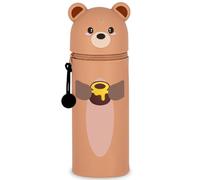 DGTSYAL Trousse Ecole 2 en 1 en Silicone Souple Kawaii, Porte-Plume, Fermeture Eclair en Silicone, Ours Pochette de Stylo, Crayons, Étui pour Fournitures Scolaires de Grande capacité