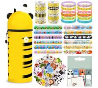 DGTSYAL Trousse Ecole 2 en 1 en Silicone Souple Kawaii, Porte-Plume, Fermeture Eclair en Silicone, Pochette de Stylo, Crayons, Étui pour Fournitures Scolaires de Grande capacité (Animaux-A)