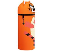 DGTSYAL Trousse Ecole 2 en 1 en Silicone Souple Kawaii, Porte-Plume, Fermeture Eclair en Silicone, Pochette de Stylo, Crayons, Étui pour Fournitures Scolaires de Grande capacité (Animaux-D)