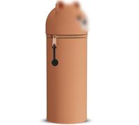 DGTSYAL Trousse Ecole 2 en 1 en Silicone Souple Kawaii, Porte-Plume, Fermeture Eclair en Silicone, Pochette de Stylo, Crayons, Étui pour Fournitures Scolaires de Grande capacité (Ourson)