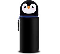 DGTSYAL Trousse Ecole 2 en 1 en Silicone Souple Kawaii, Porte-Plume, Fermeture Eclair en Silicone, Pochette de Stylo, Crayons, Étui pour Fournitures Scolaires de Grande capacité (Pingouin)