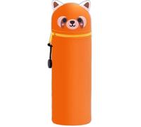 DGTSYAL Trousse Ecole 2 en 1 en Silicone Souple Kawaii, Porte-Plume, Fermeture Eclair en Silicone, Raton Laveur Pochette de Stylo, Marqueurs, Étui pour Fournitures Scolaires de Grande capacité