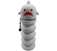 DGTSYAL Trousse Ecole 2 en 1 en Silicone Souple Kawaii, Porte-Plume, Fermeture Eclair en Silicone, Requin Pochette de Stylo, Crayons, Étui pour Fournitures Scolaires de Grande capacité