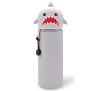 DGTSYAL Trousse Ecole 2 en 1 en Silicone Souple Kawaii, Porte-Plume, Fermeture Eclair en Silicone, Requin Pochette de Stylo, Crayons, Marqueurs, Étui pour Fournitures Scolaires de Grande capacité