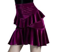 DgtZyrih Filles Latins Justaucorps Robe, Jupe plissée irrégulière Salle de Bal Salsa Tango Jupes Scène Performance Costume Compétition Vêtements de Danse Wrap Tenue de Danse,Violet,120