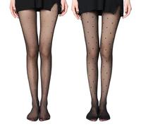 DGUSO 2 Pièces Collants en Forme de Cœu,Collant Motif Femme,Collants en RéSille en Forme de Cœur Montrer une Silhouette Parfaite Convient aux Rencontres et au Travail Quotidien