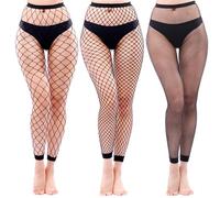 DGUSO 3 Pièces Mesh Pantalon Serré Collants Bas Résille à Taille Haute Rhinestone Collants Taille Bas Résille Femme, Convient pour Les Fêtes, Cosplay et Autres Soirées Dansantes, Noir