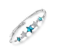 DGUSO Bracelet Femme Argent, Bracelet Personnalisé Femme, Bracelet Argent 925 Femme Bracelet é Toile Bleue Convient pour les Cadeaux D'Anniversaire, de Remise des DiplôMes et de la Saint-Valentin