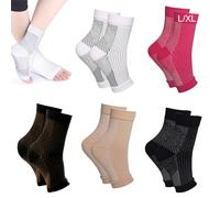 DGUSO Chaussettes de Soutien Pour Hommes et Femmes 5 Paires Chaussette de Contention Femme Chaussettes de Contentionen Cheville Pour Running, Football, Basketball, Fitness (L/XL)
