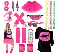 DGUSO Déguisement Année 80 Femme, Costume Carnaval, Accessoires pour Soirées à Thème et Halloween