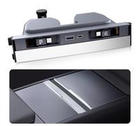 DGXWLLW Concentrateur USB pour Tesla Model Y Juniper 2025 2026 Model 3 Highland 2024 2025 avec Couvercle Coulissant, câbles rétractables Doubles de Type C 119 W, Chargeur Rapide pour Console Centrale