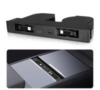 DGXWLLW Hub USB pour Tesla Model Y Juniper 2025 2026 Model 3 Highland 2024 2025 avec design englouti, chargeur rapide 4 en 1 99 W avec câble rétractable, adaptateur de console centrale