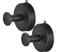 DGYB Lot de 2 crochets à ventouse pour salle de bain - Crochets muraux noirs pour douche intérieure - Crochet de serviette en acier inoxydable 304 pour suspendre des peignoirs, luffa, manteaux