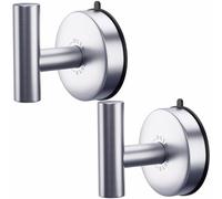 DGYB Lot de 2 grands crochets à ventouse en nickel brossé pour salle de bain - Crochets de douche à ventouse en acier inoxydable - 6,8 kg - Crochets muraux amovibles pour suspendre très résistants