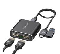 DGYBDFC Adaptateur USB A ou USB C vers HDMI Dual 4K@30Hz+1080P@60Hz pour double moniteur, Type C vers double HDMI convertisseur répartiteur support pour mode étendu et miroir pour