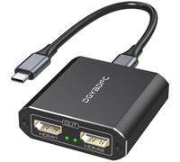 DGYBDFC Adaptateur USB C vers double HDMI 1 en 2 sorties - Écran étendu - Double écran - USBC vers 2 HDMI - Répartiteur 4K 60 Hz - Pour ordinateur portable avec câble USBC vers USBC (uniquement sous