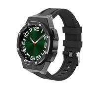 DGYSG Coque de luxe conçue pour Samsung Galaxy Watch 6 Classic 47 mm 2023, coque de protection militaire robuste en métal avec bracelet tactique en silicone pour homme, noir
