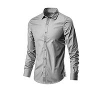 DGZTWLL Chemise à manches longues pour homme adulte, vêtements quotidiens à la maison ou au bureau, chemise boutonnée, respirante, séchage rapide, robe de pêche, gris, 3XL