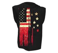 DGZTWLL Débardeur d'été décontracté sans manches American Falg Graphic Muscle Mode Respirant Doux Plage Fête Hawaïenne Débardeurs Hommes, Noir , S