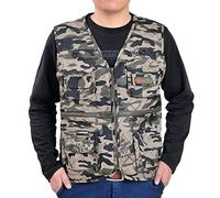 DGZTWLL Gilet lesté pour homme avec col en V multi-poches et fermeture éclair - Coupe ajustée - Pour l'extérieur, le safari, le voyage, la chasse, la pêche, le camping, kaki, 4XL